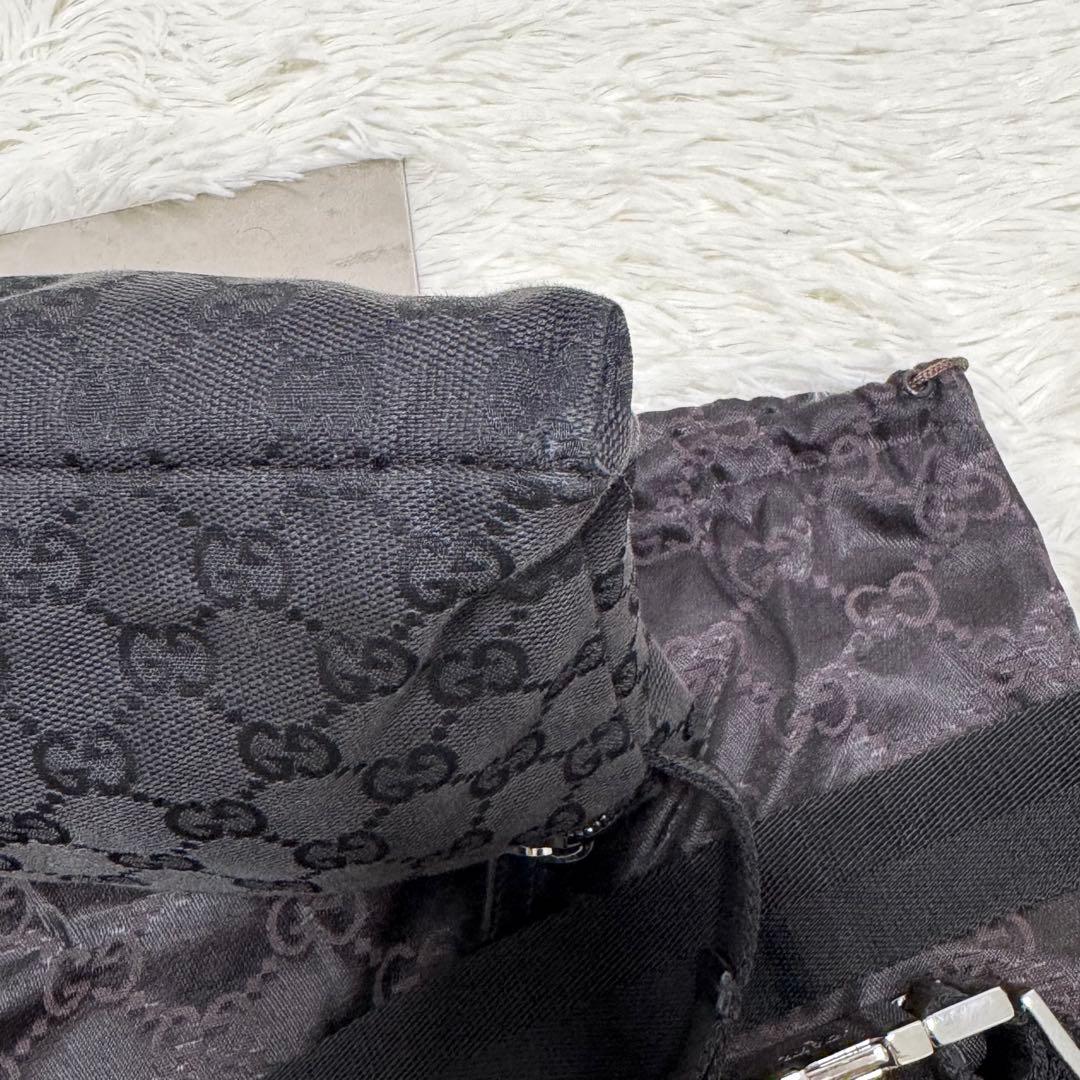 【極美品】グッチ GUCCI ボディバッグ GG柄 キャンバス レザー ブラック