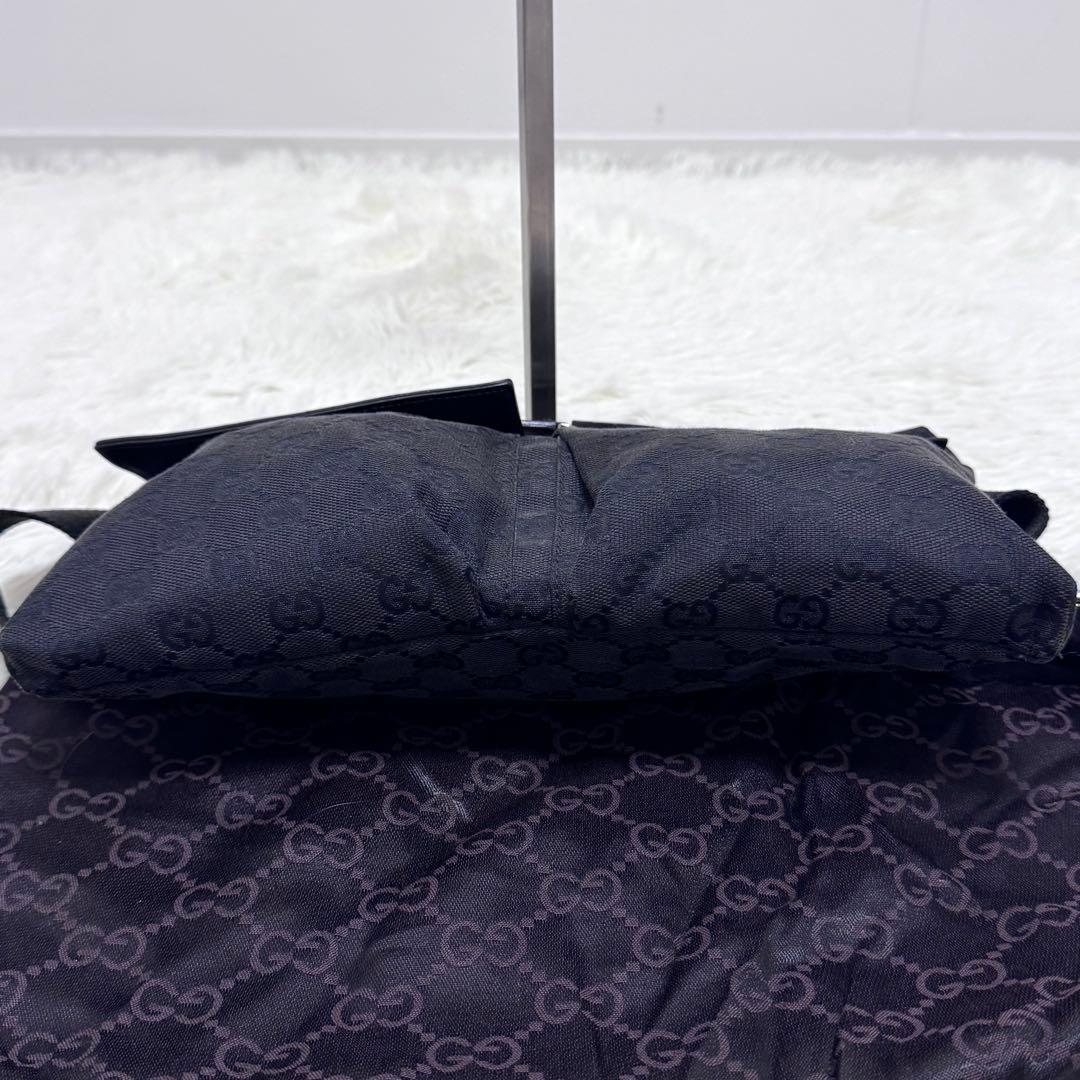 【極美品】グッチ GUCCI ボディバッグ GG柄 キャンバス レザー ブラック