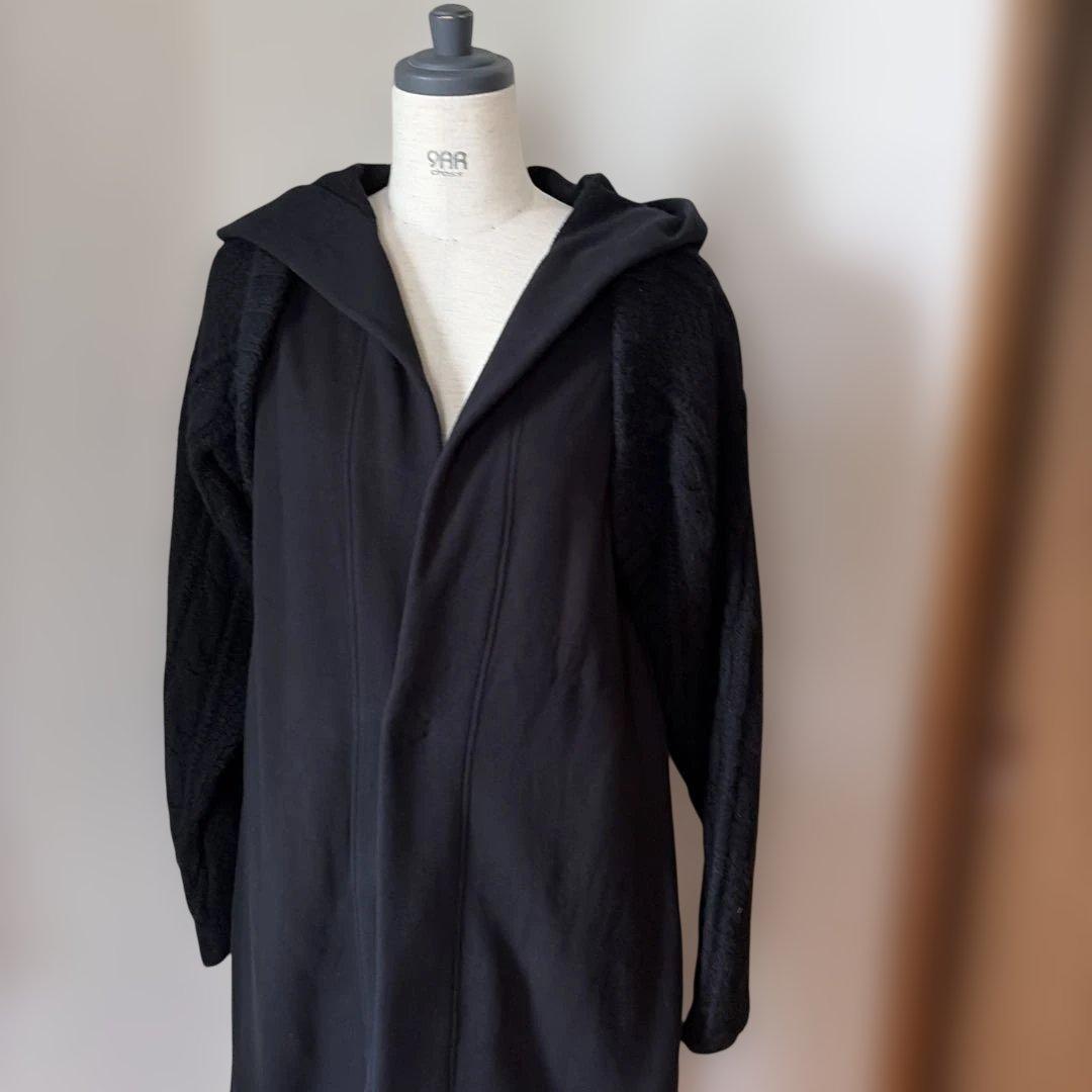 y's ワイズ　ニットドッキングロングフーディ 黒 2