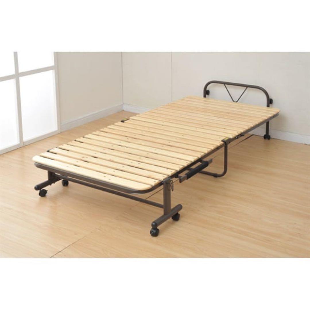 新品未使用箱不良　山善 すのこ折りたたみベッド SBB-7S（NA）
