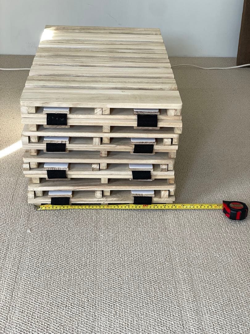 三折桐材すのこベッドクイーン(連結4台)サイズ約200×160cm