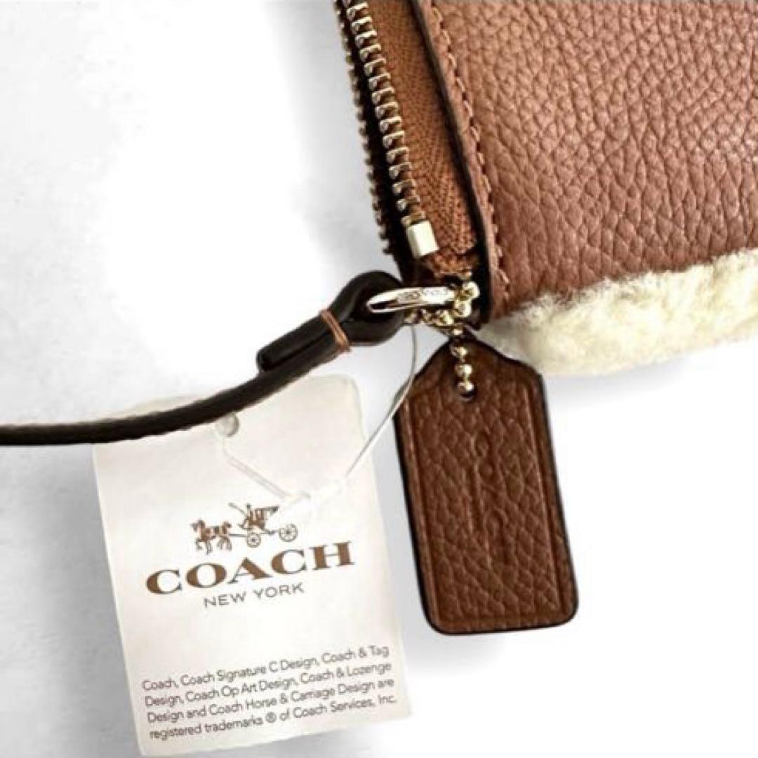 コーチ　シグニチャー【COACH】レザー　リストレット　ポーチ　ムートン　正規品