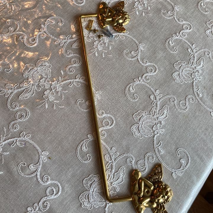 イタリア製真鍮エンジェル天使の壁掛けタオルハンガー小 アンティーク調キルト掛け