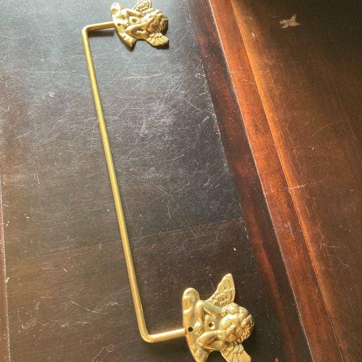 イタリア製真鍮エンジェル天使の壁掛けタオルハンガー小 アンティーク調キルト掛け