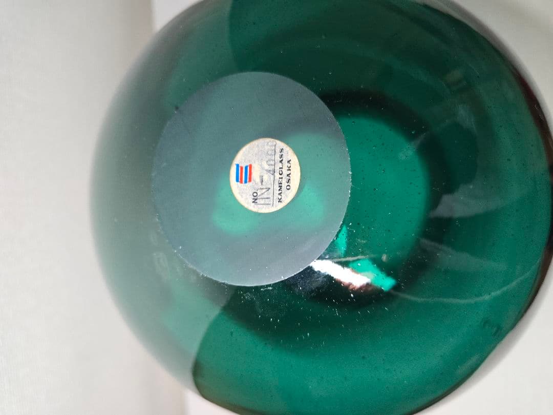 大型 カメイガラス 壺 貯金箱 金魚鉢 ウキ 硝子 浮きアンティーク グリーン