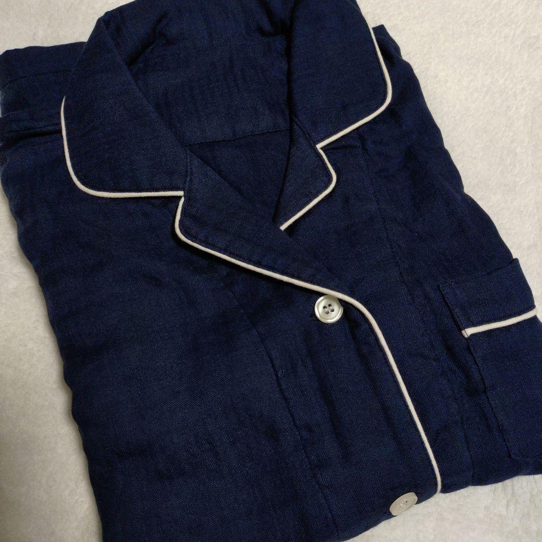 UCHINO マシュマロガーゼ　　　　ネイビー パイピング付き パジャマ