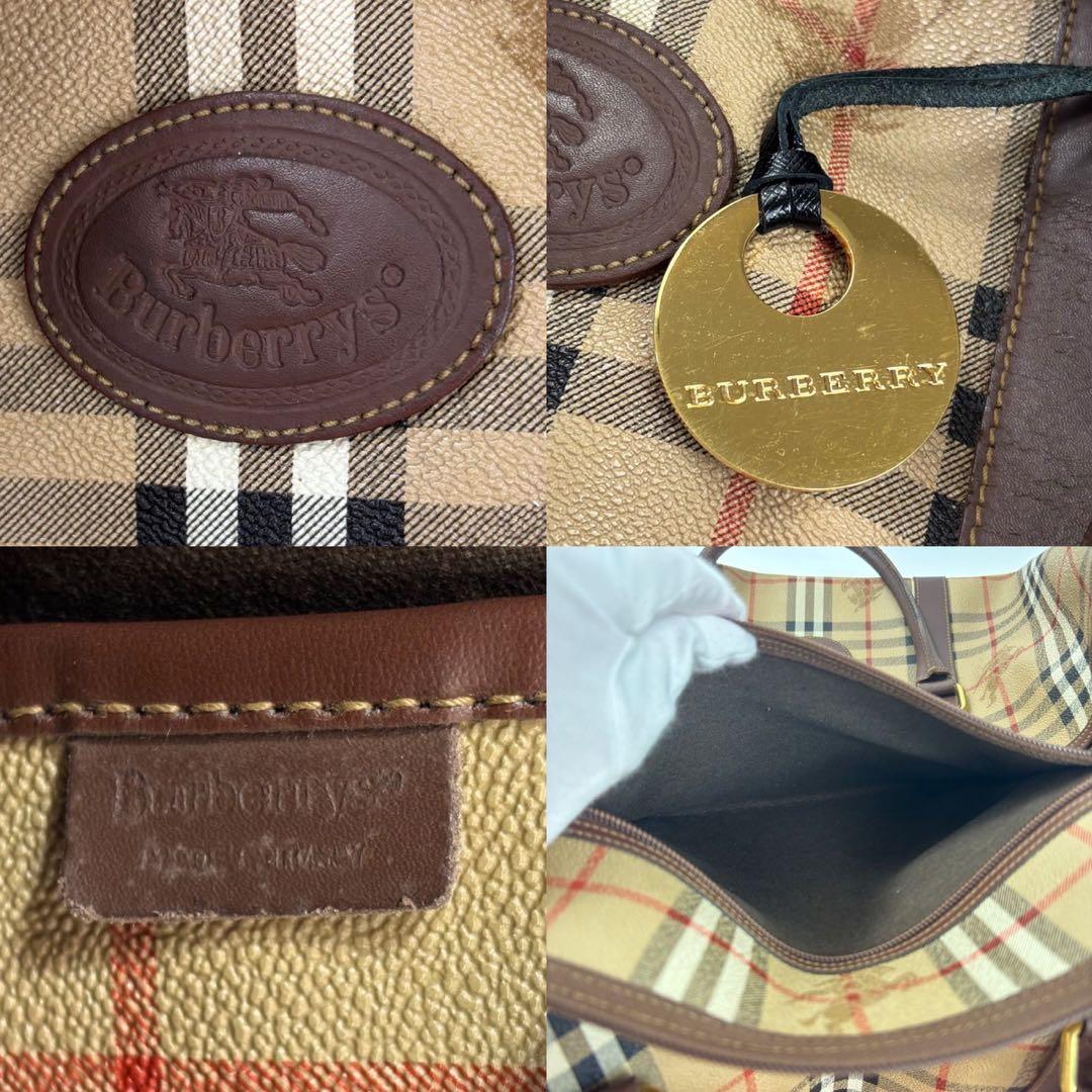バーバリーズ ノバチェック柄 pvc ボストンバッグ ベージュ　チャーム