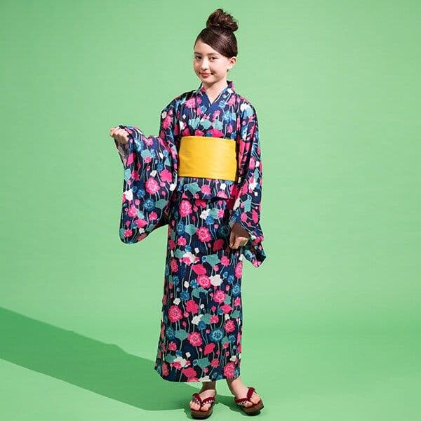 【新品】kate spade kids ヴァイ二ーローズ 浴衣 150 花柄 紺