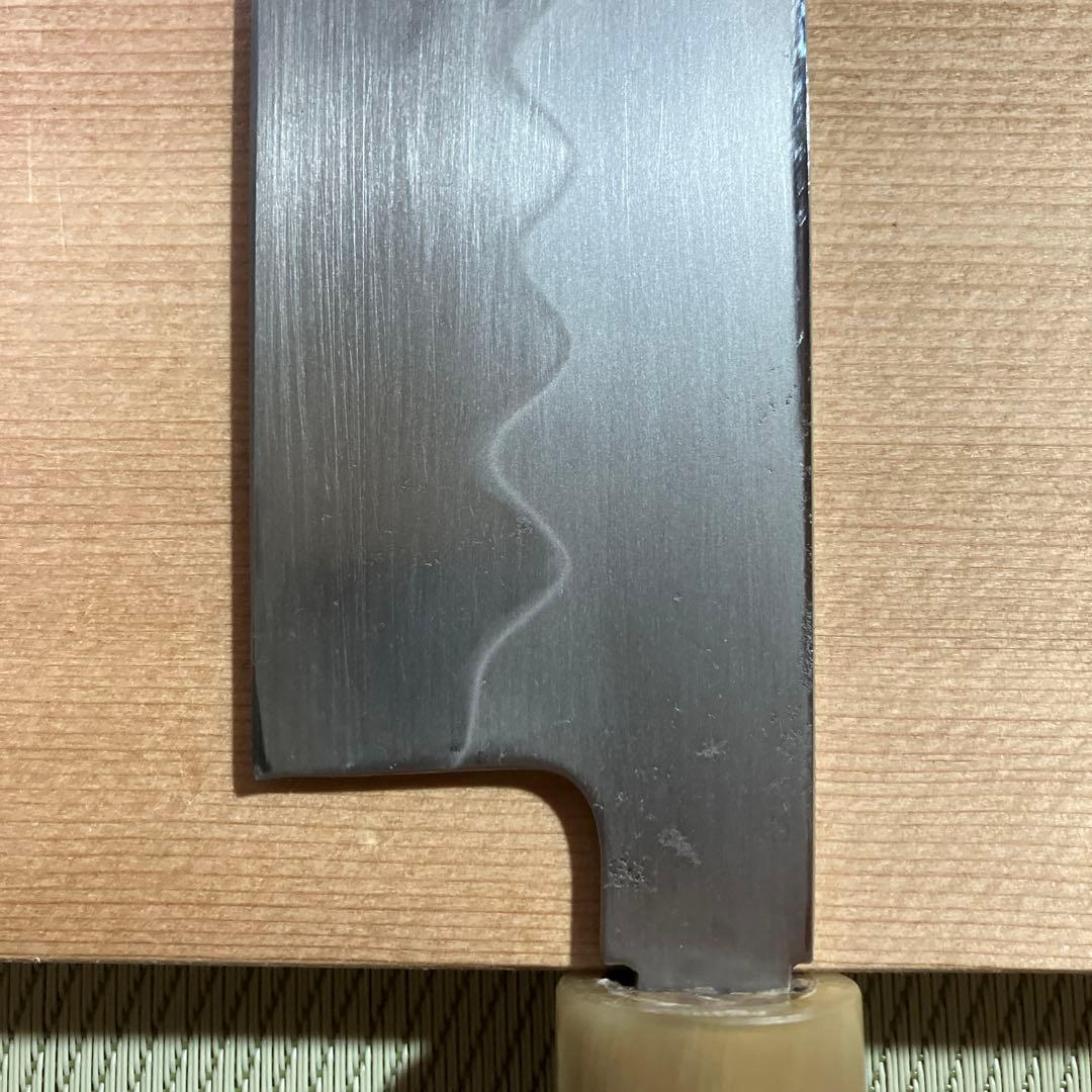 京都有次　本焼薄刃包丁　修理品　天然砥石で研ぎ済み