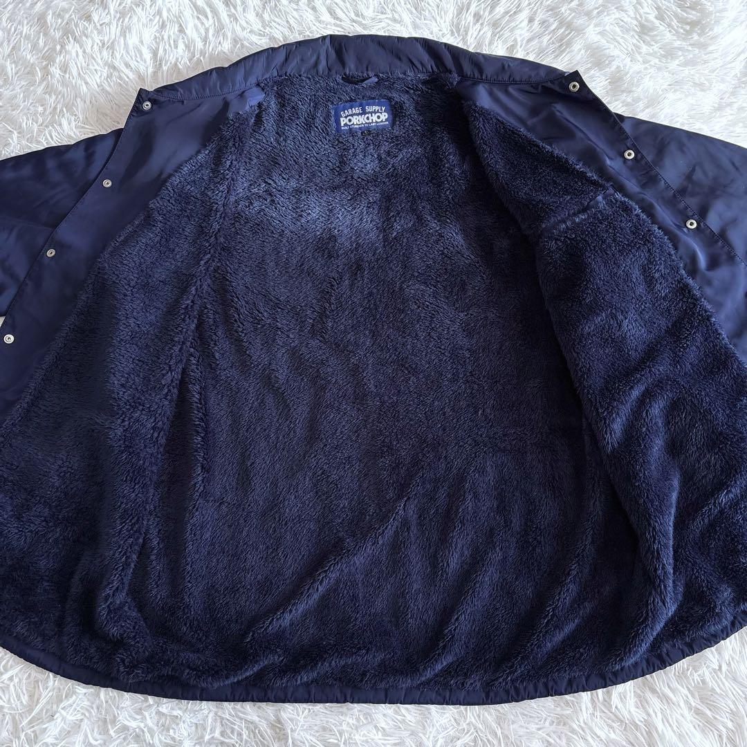 美品 ポークチョップ コーチジャケット 裏ボア ネイビー L