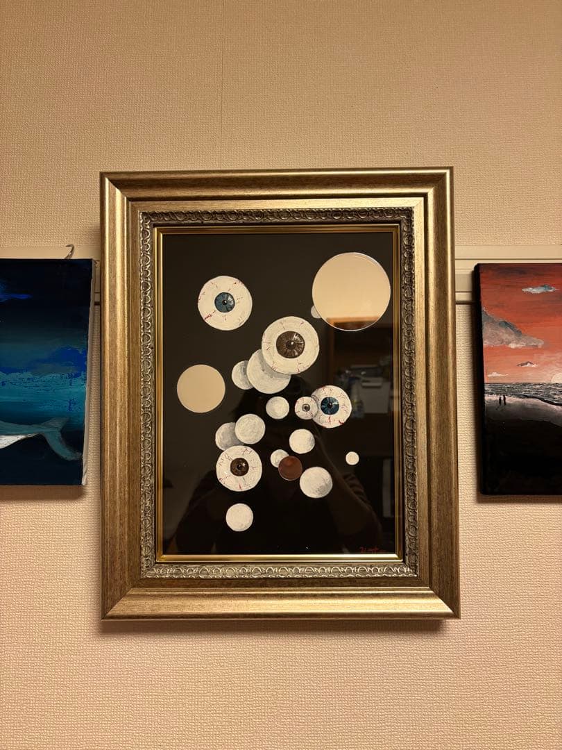 抽象アート ゴールドフレーム付き インテリア雑貨