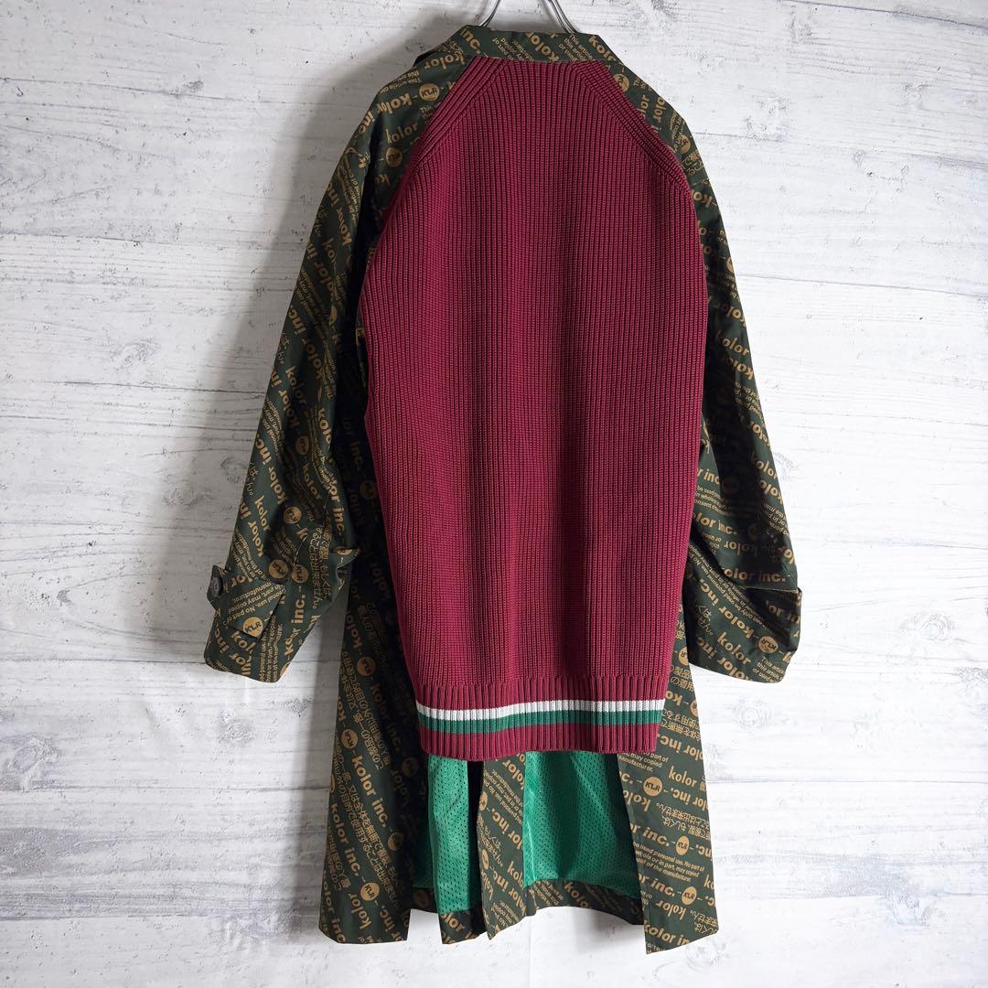 kolorステンカラーコート 総柄 ニット ドッキング 3