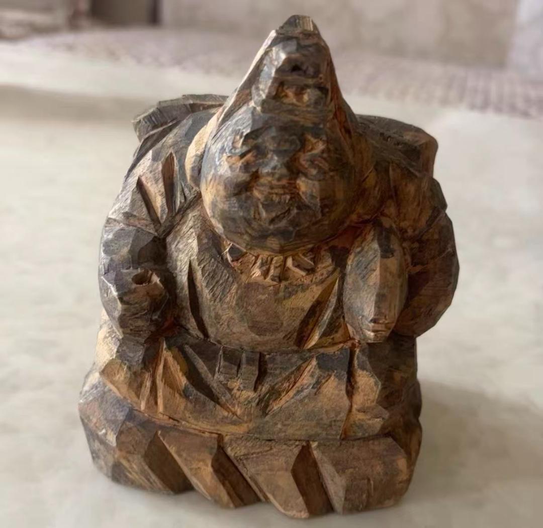 木製仏像風彫刻 約15cm