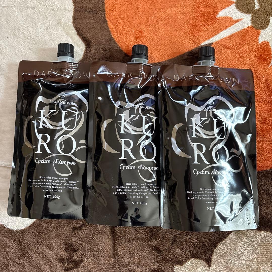 KURO Cream shampoo ダークブラウン 400g 3個セット