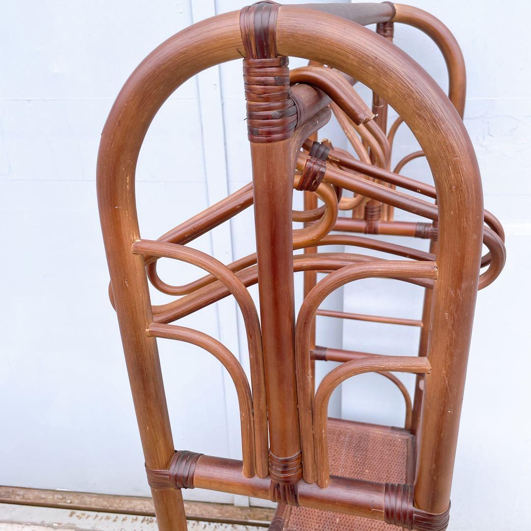籐 ラタンハンガーラック 籐家具 アンティーク家具 キャスター付 昭和レトロ