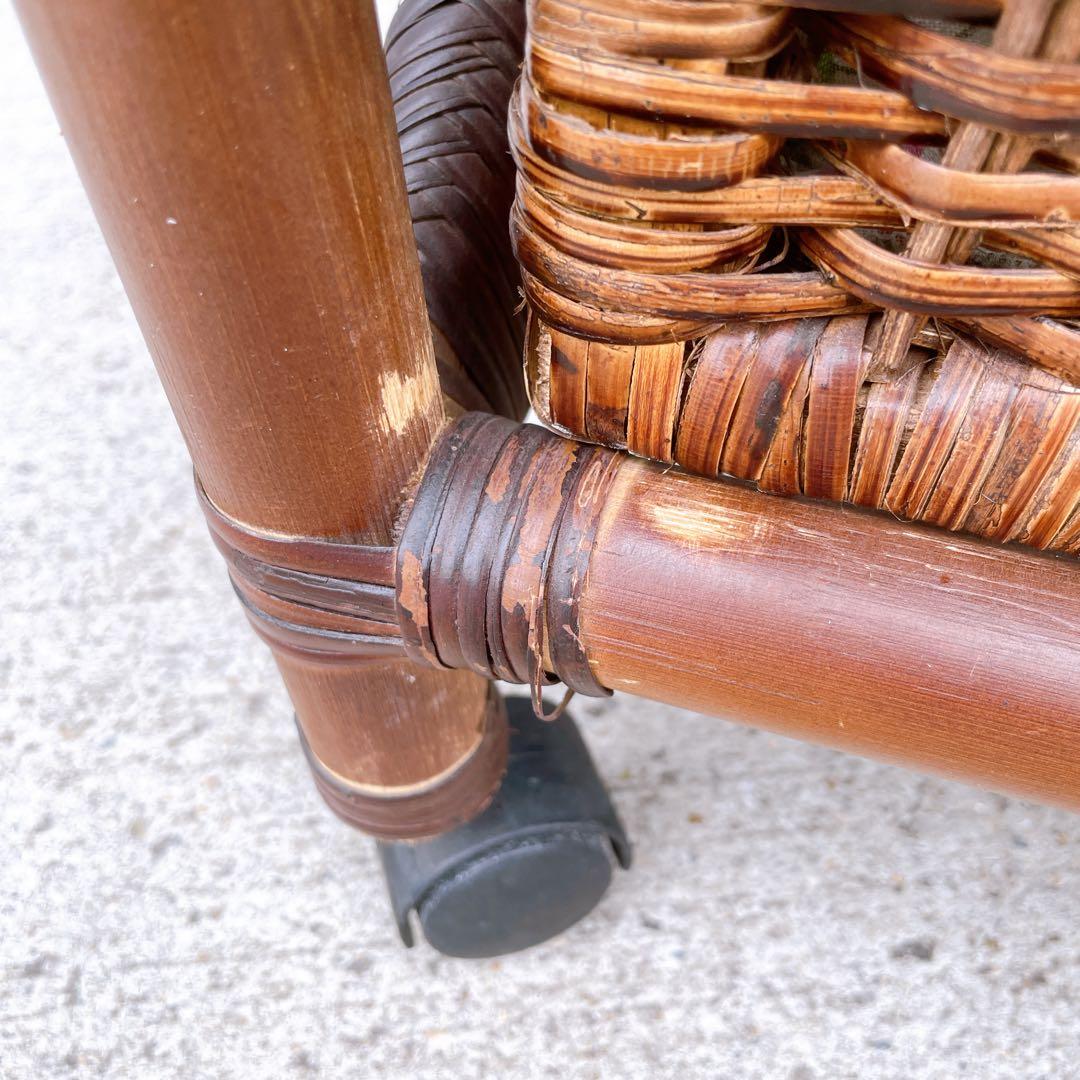 籐 ラタンハンガーラック 籐家具 アンティーク家具 キャスター付 昭和レトロ