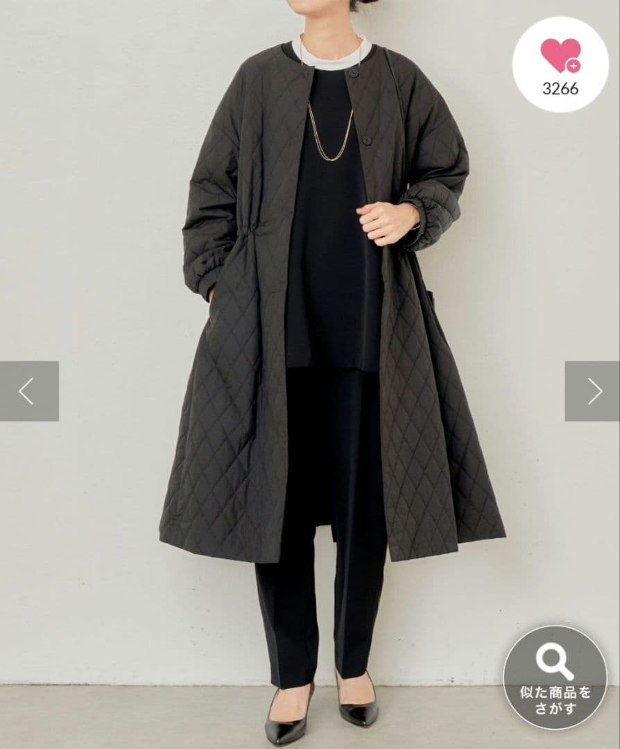 ビアズリー　キルトコート　ブラック