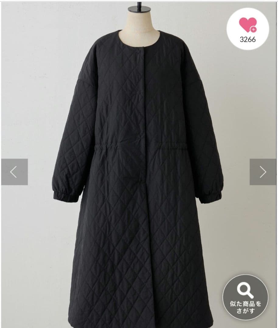 ビアズリー　キルトコート　ブラック