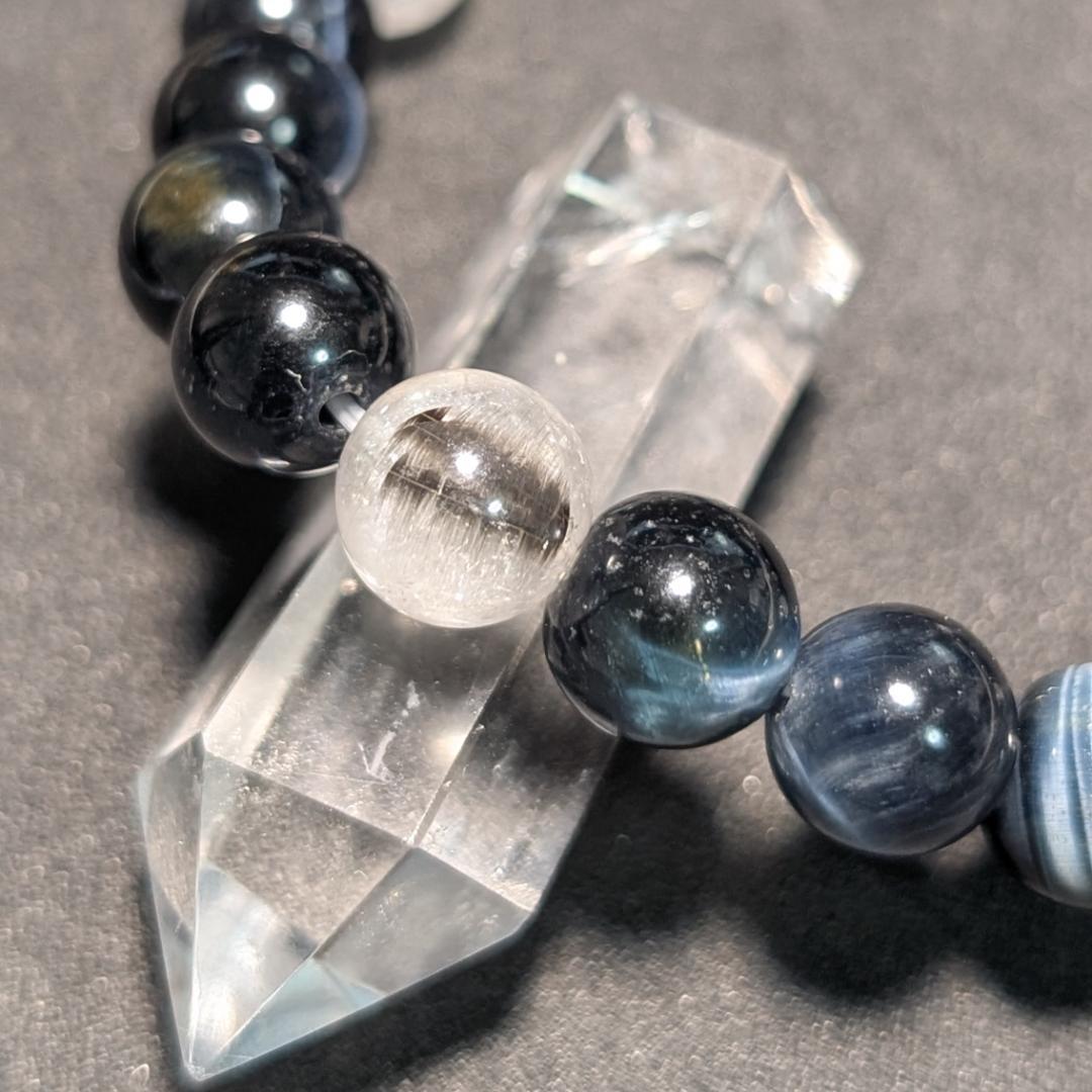 最強仕事運！プラチナルチル × ブルータイガーアイ ブレスレット 8ミリ 数珠