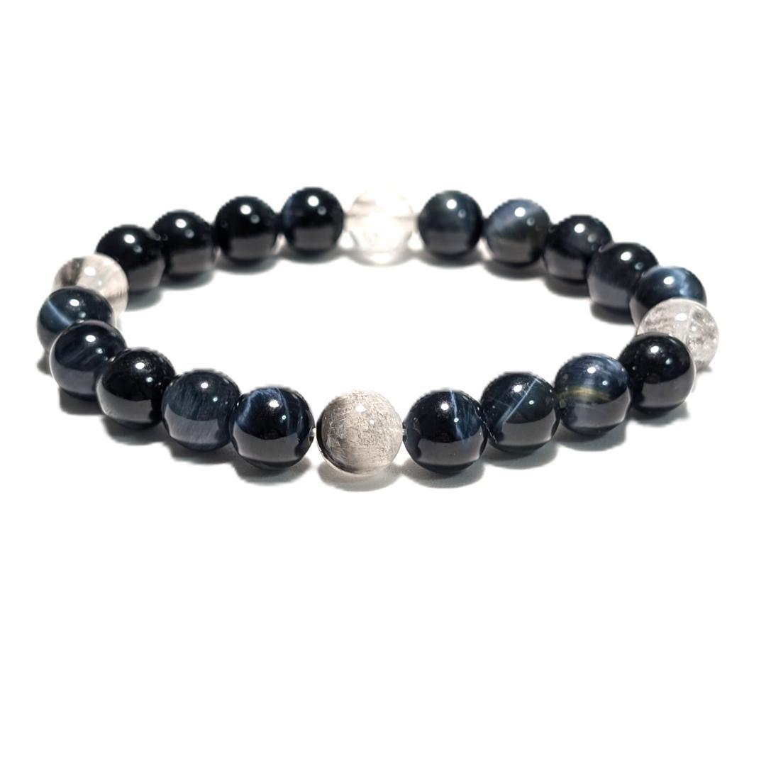 最強仕事運！プラチナルチル × ブルータイガーアイ ブレスレット 8ミリ 数珠