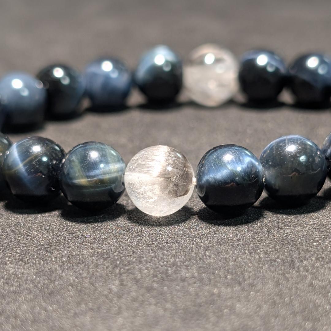 最強仕事運！プラチナルチル × ブルータイガーアイ ブレスレット 8ミリ 数珠