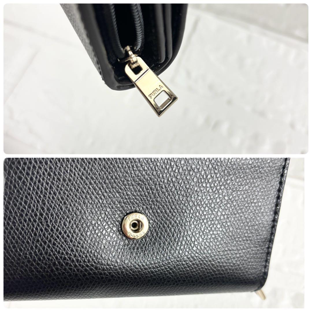 【極美品】フルラ　カメリア　コンパクト財布　M　二つ折り　ブラック