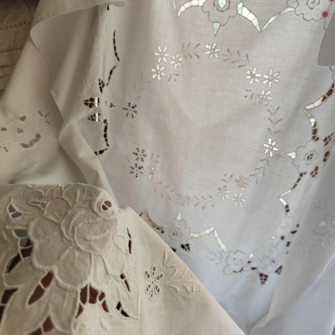 白糸カットワーク　ヴィンテージクロス