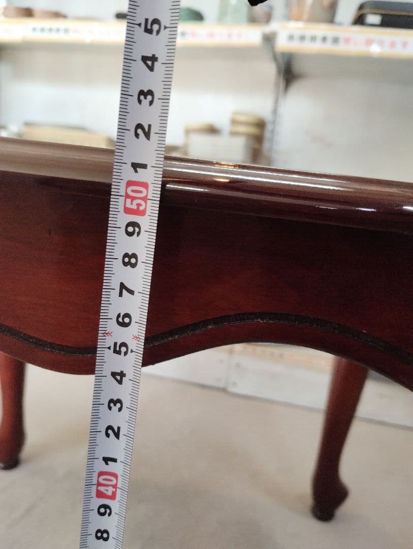 y　英国風ローテーブル　猫脚　ガラステーブル