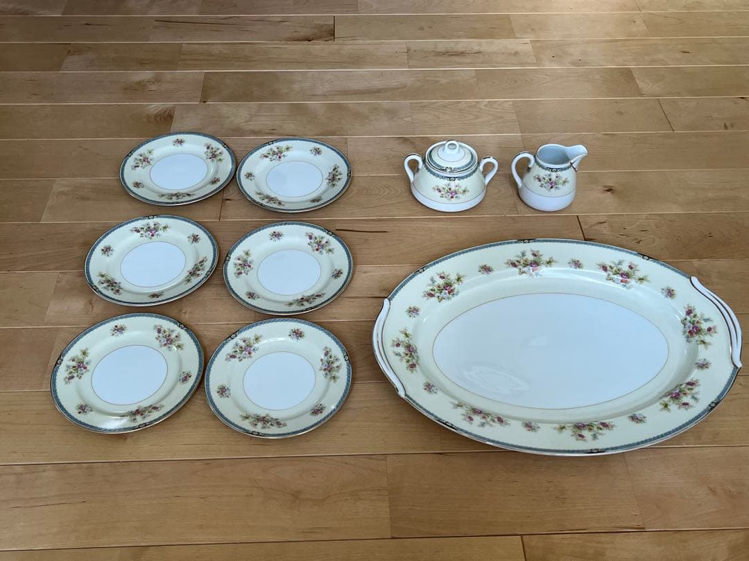 オールドノリタケ　1850年　小皿6枚 大皿1枚　シュガーポット　ミルクポット