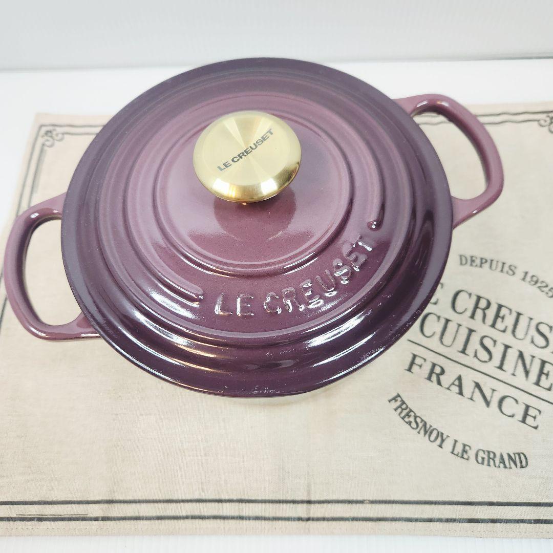 ルクルーゼ ココット ロンド 18cm フィグ ゴールドツマミ