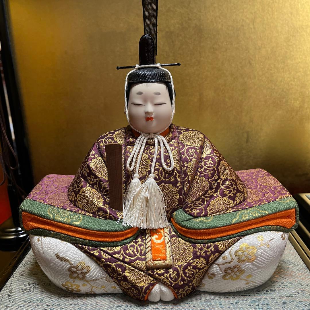 東玉工房　伝統工芸師、鈴木賢一　 江戸木目込￼雛人形　西陣織