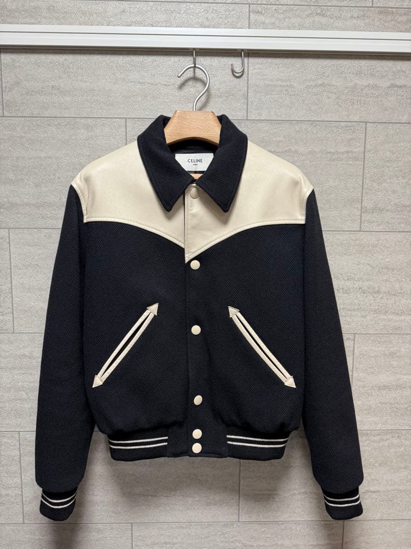 ポ*吉様 CELINE 19AWテディジャケット ブルゾン　レザー切り替え　ブラ