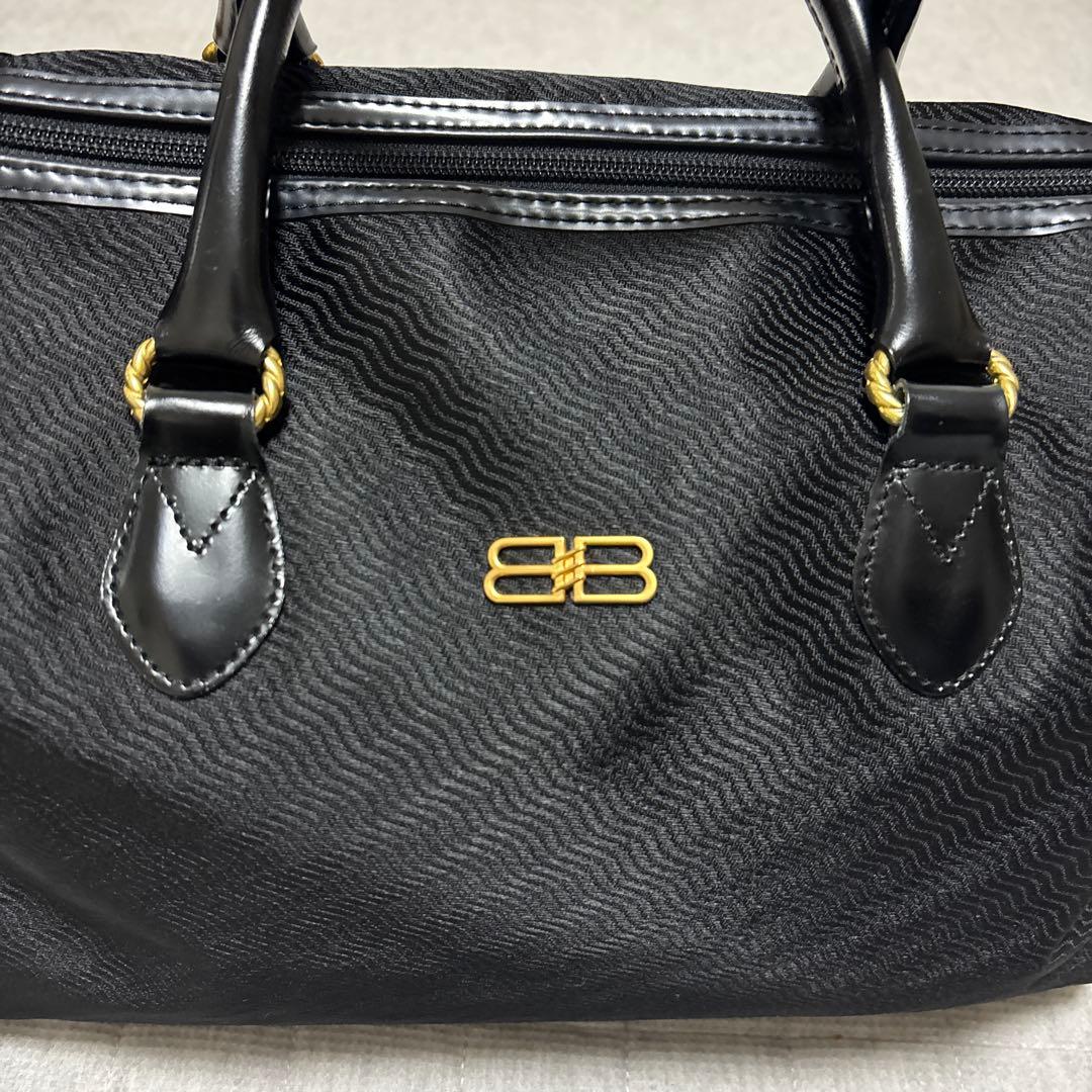 希少　BALENCIAGA ACE ブラック ボストンバッグ　ゴールド金具