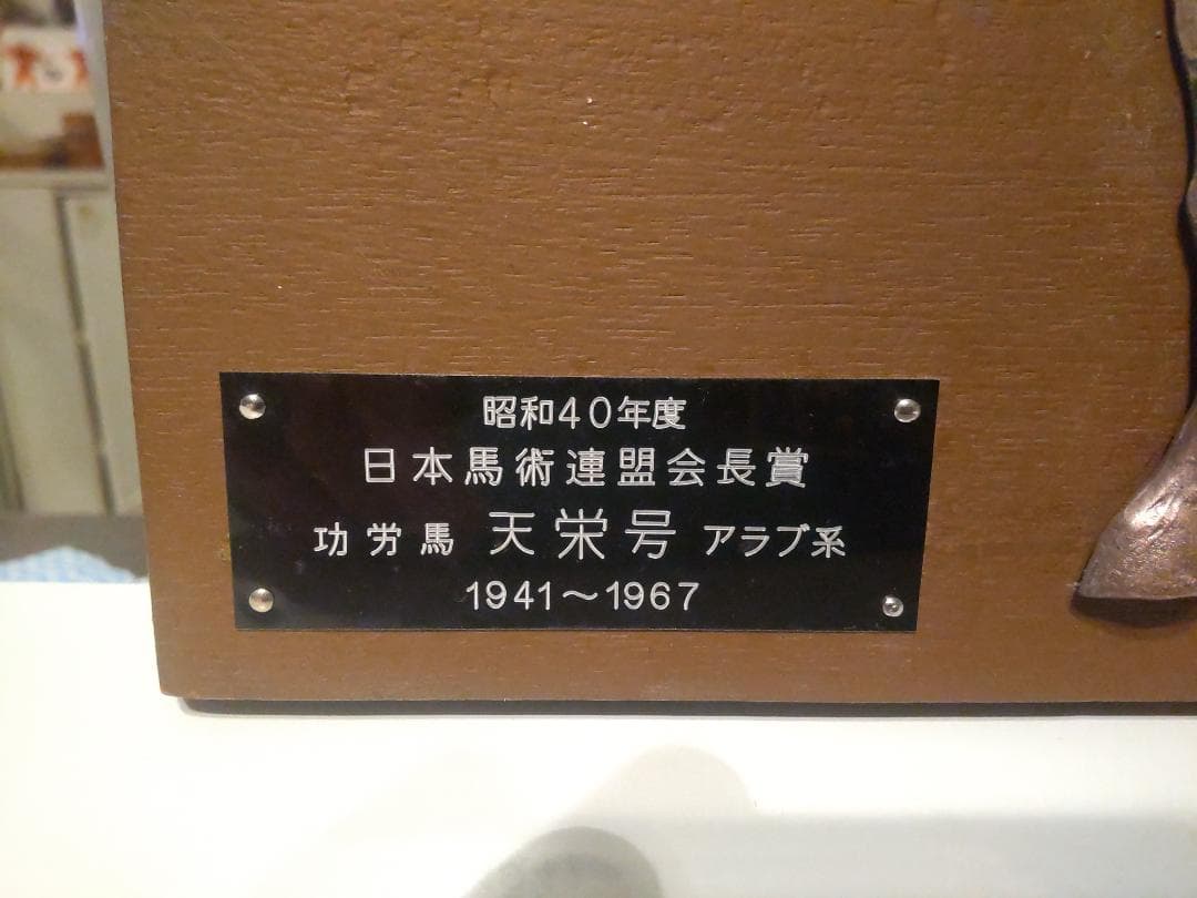 非売品 昭和 1965年 日本馬術連盟 会長賞 功労馬 天栄号 表彰 楯 記念品