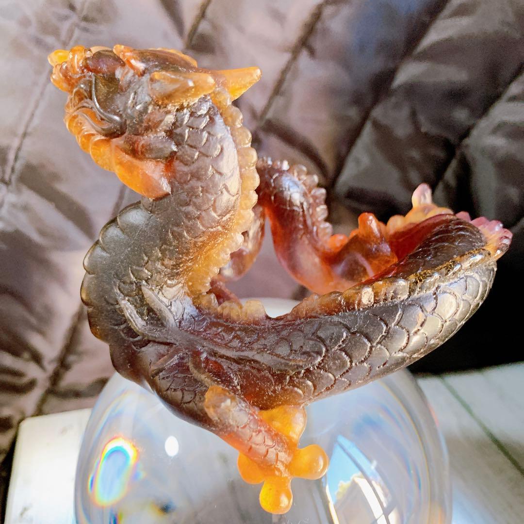 ドームフランス 本体新品同様 竜 龍 辰 ドラゴン 水晶玉 クリスタルガラス