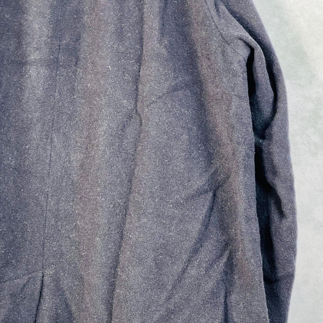 【バーバリーロンドン】ステンカラーコート　黒色　比翼　カシミヤ　裏地総柄　M～L