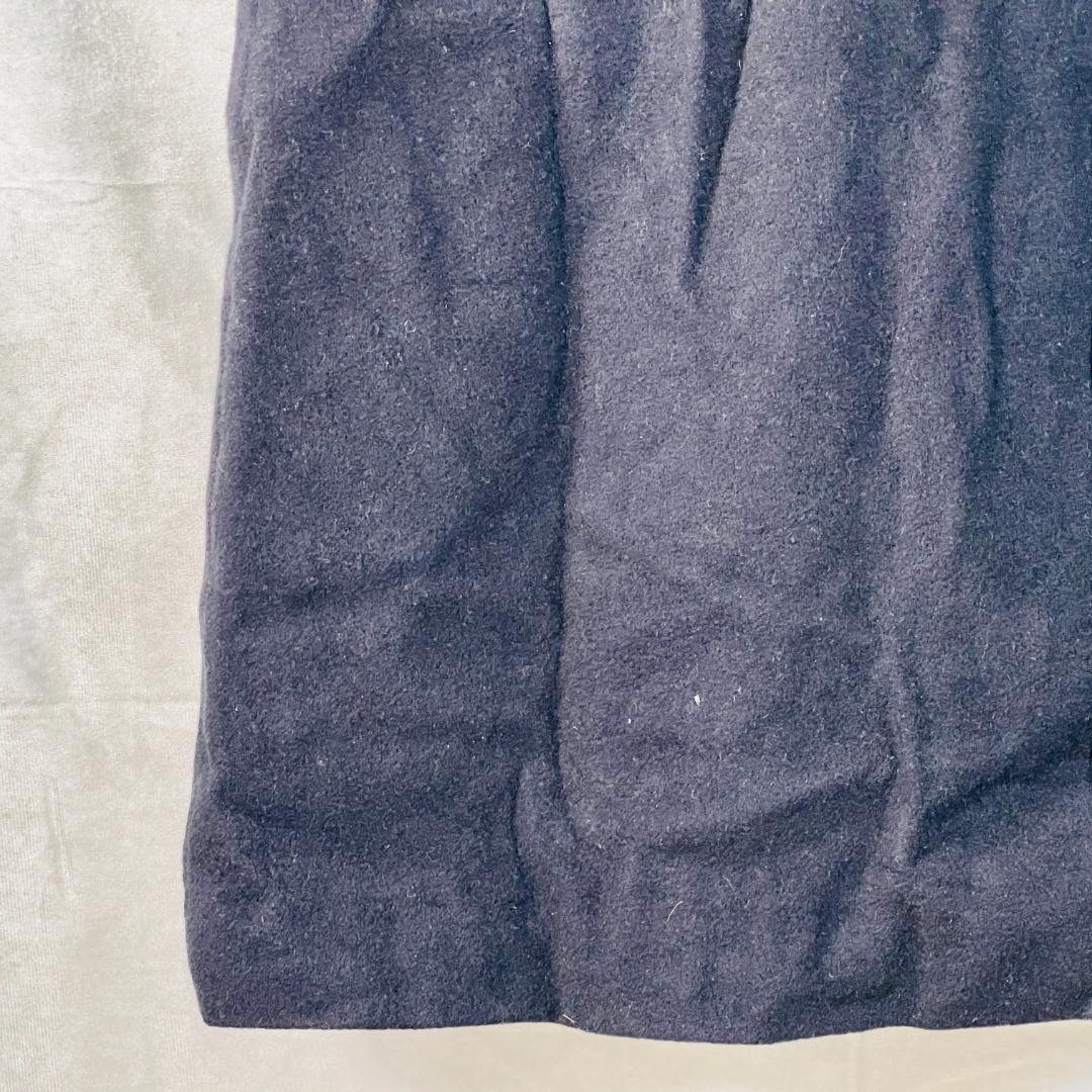 【バーバリーロンドン】ステンカラーコート　黒色　比翼　カシミヤ　裏地総柄　M～L