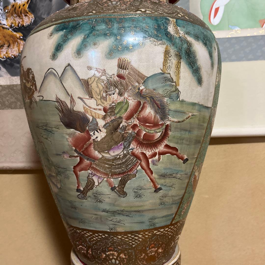 薩摩焼　沈香壺　大壺　戦国武者　花鳥風月　133センチ　レア　ヴィンテージ　骨董