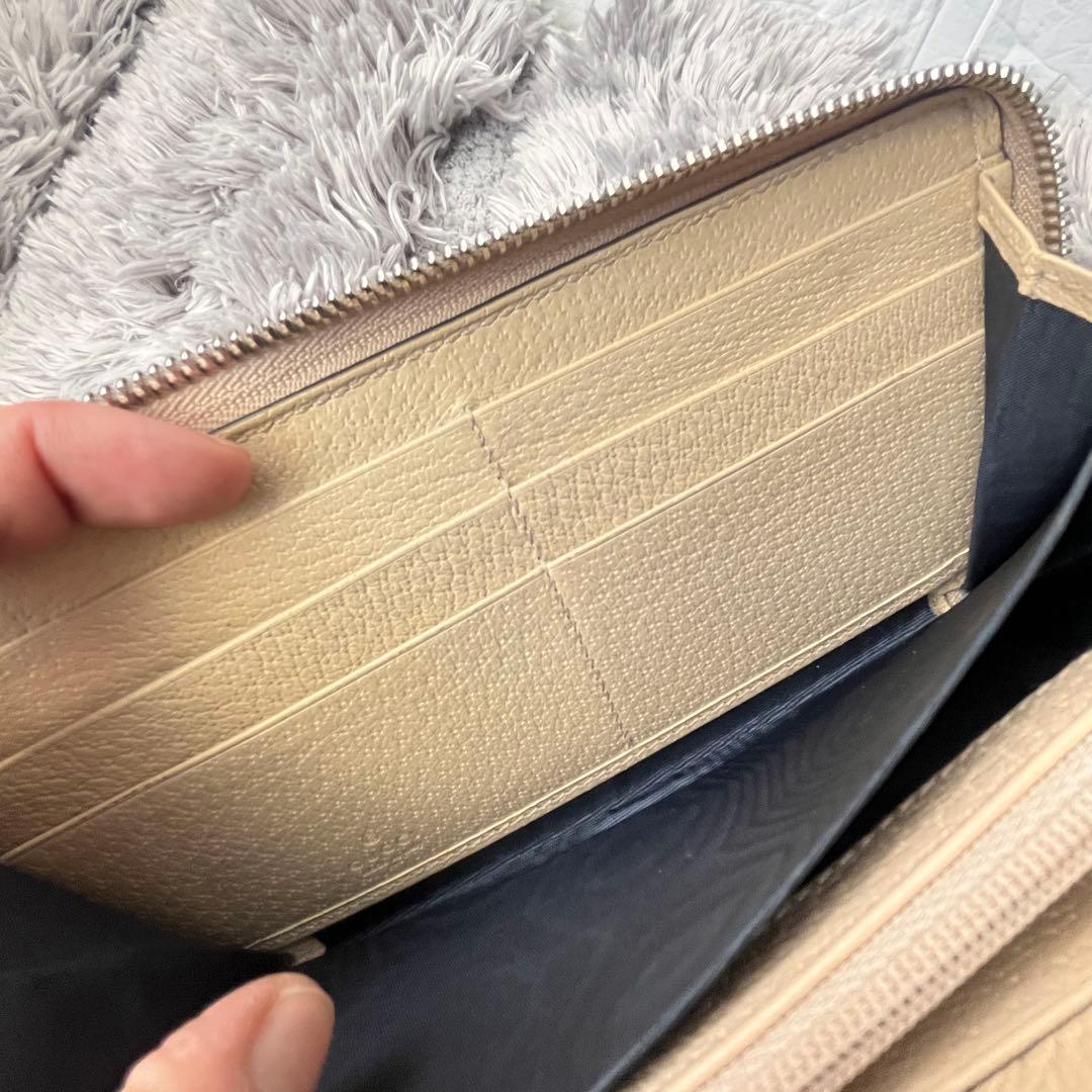 極美品✨GUCCI オフザグリッド　ラウンドファスナー　GG ブルー　長財布