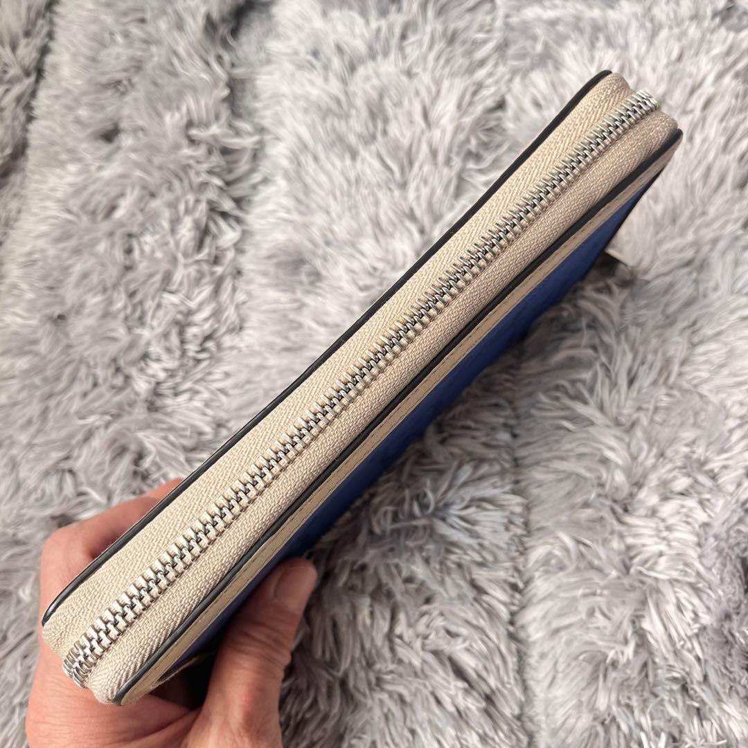 極美品✨GUCCI オフザグリッド　ラウンドファスナー　GG ブルー　長財布