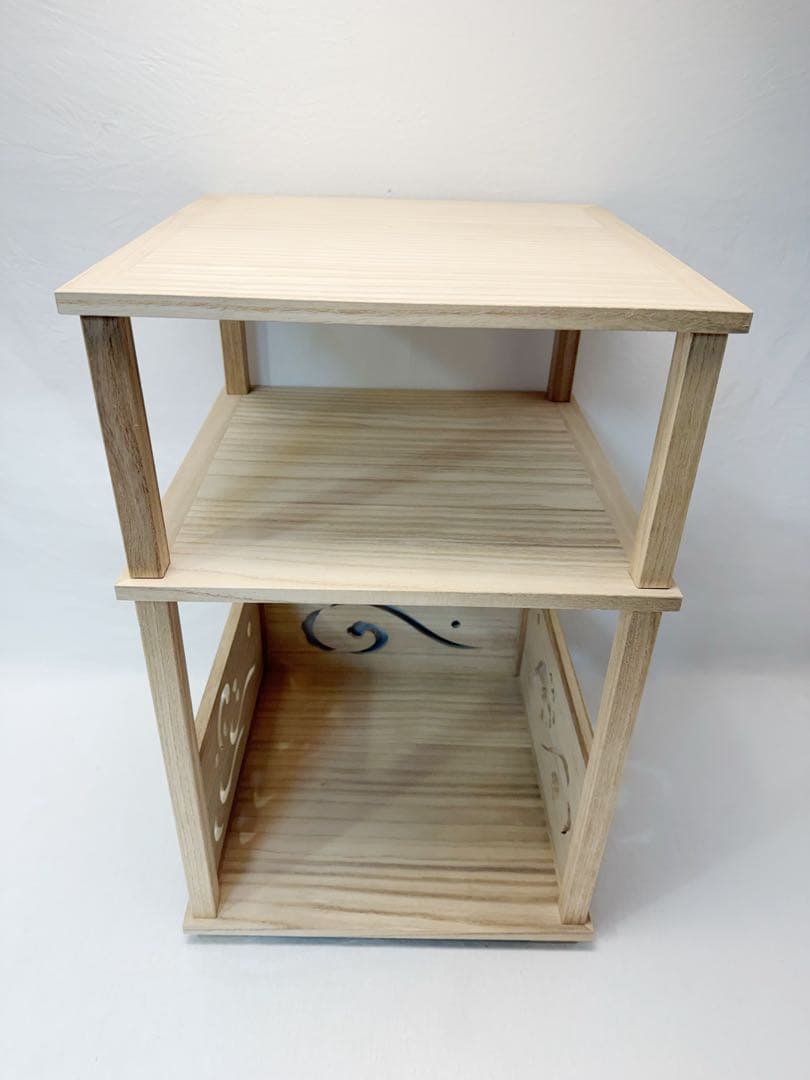 未使用 茶道具 幸斎造 淡々斎好 荒磯棚 桐木地 四本柱 波頭透し 組立式 元箱