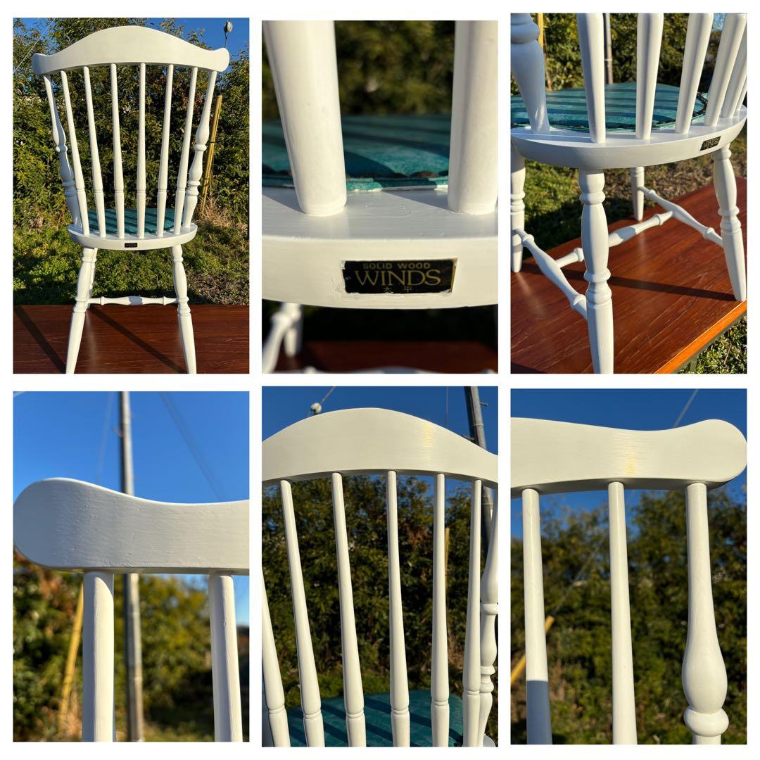 飛騨家具　WINDS太平 白いダイニングチェア② ウィンザーチェア　鋲打ち