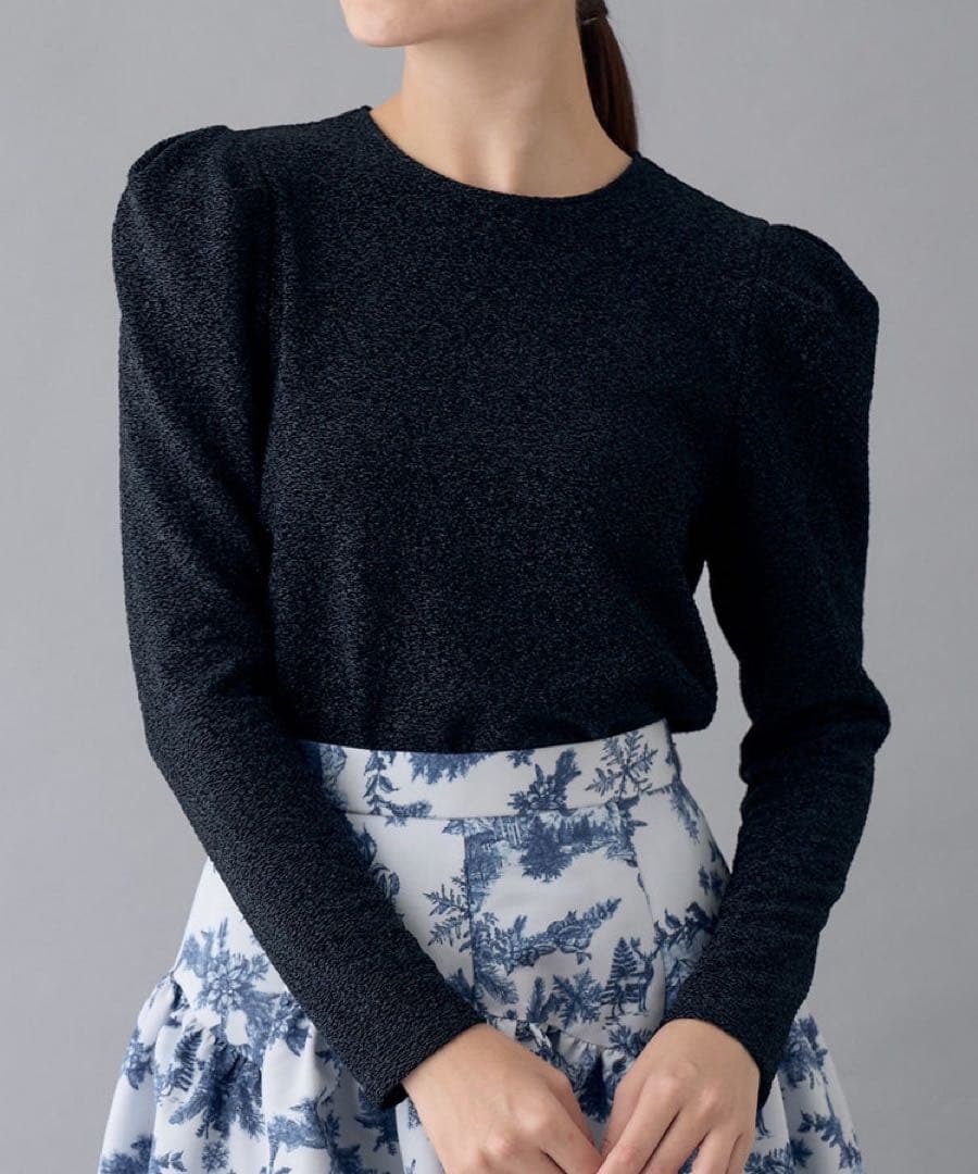 ANAYI シャイニージャージークルー プルオーバー ネイビー アナイ トップス