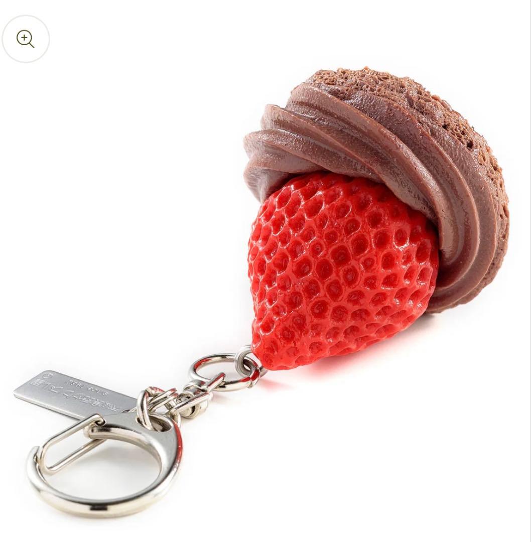 食品サンプル　いちごチョコっとミラー＆キーリングチョコケーキ、マカロンのいちご