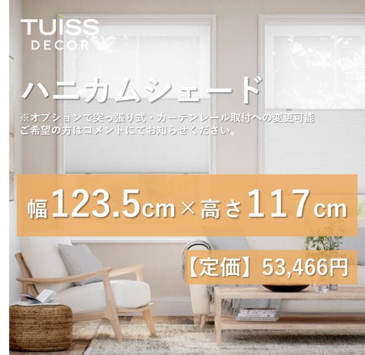 【最終値下げ】未使用　ハニカムシェード　シアーホワイトグレー　123.5×117