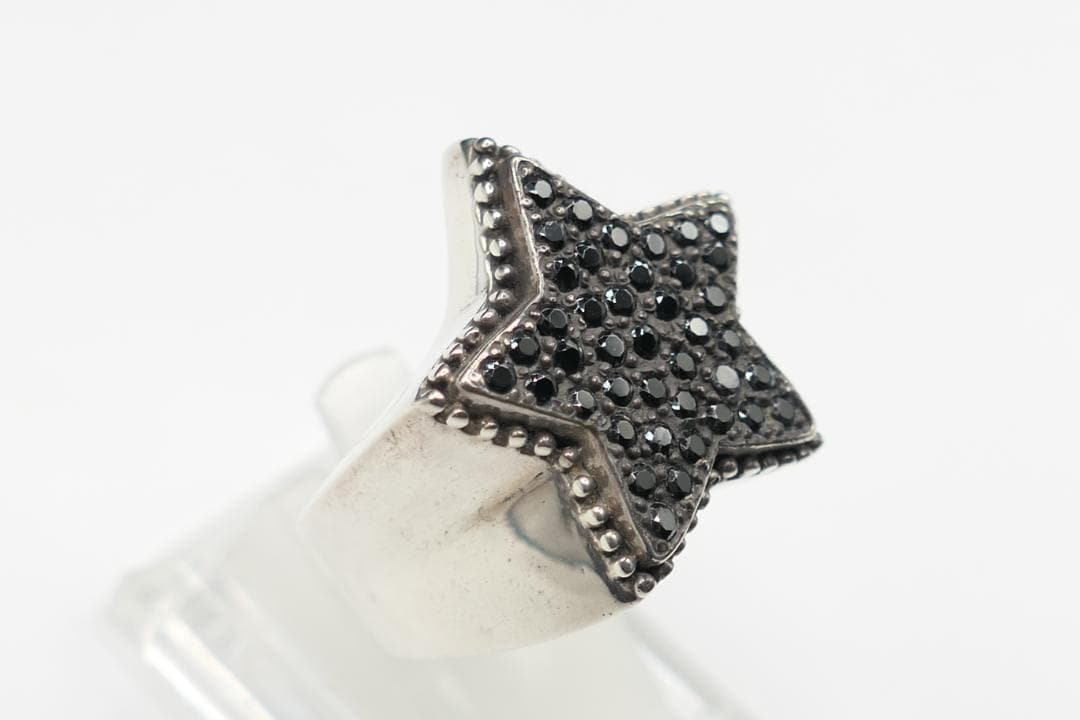 新品　19号　291295オム　スター　リング　ジルコニア　ブラック　指輪