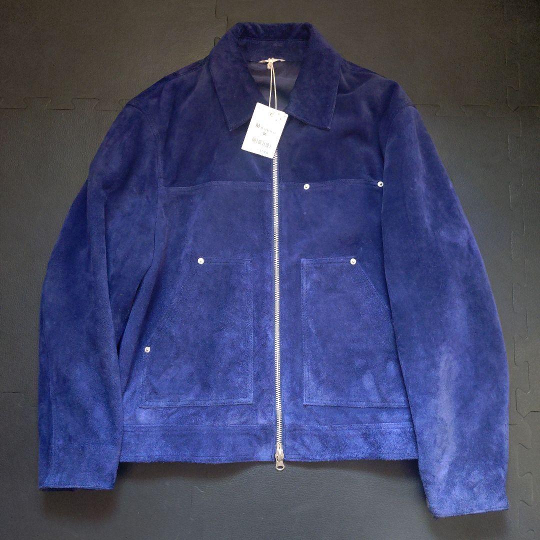 未使用 ZARA 本革 スプリットスエードレザージャケット ネイビーブルー М