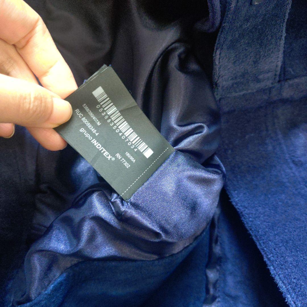 未使用 ZARA 本革 スプリットスエードレザージャケット ネイビーブルー М