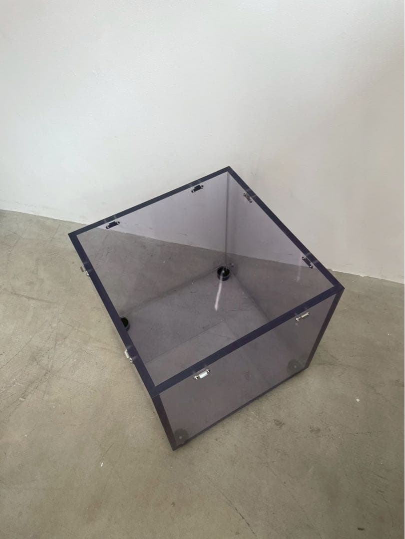 未使用アクリルケース キューブBOX ディスプレイボックス ショーケース 透明紫