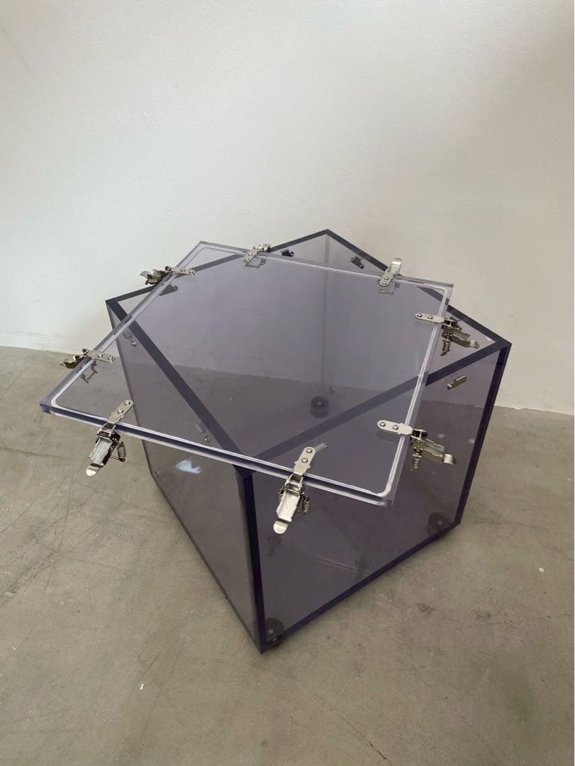 未使用アクリルケース キューブBOX ディスプレイボックス ショーケース 透明紫